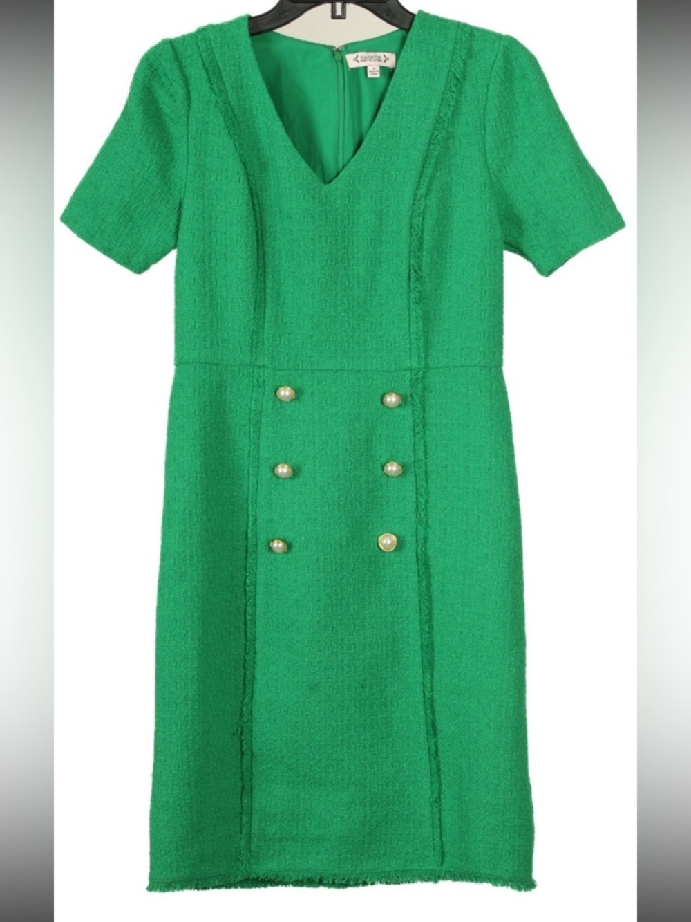Nanette Lepore Dress Women’s 4 Green A Line Short Sleeve Lined V Neck